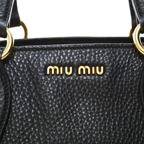 Miu Miu Leather Madras Tote Handbag black WS26585