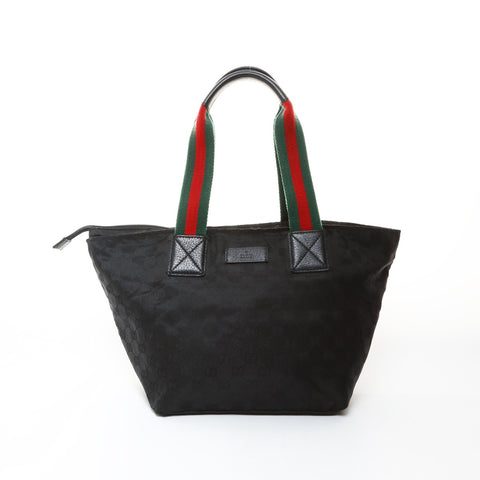 GUCCI GG Canvas Sherry Line Tote Bag Handbag black WS26586