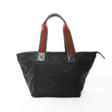 GUCCI GG Canvas Sherry Line Tote Bag Handbag black WS26586