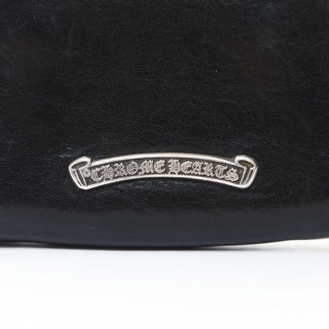 CHROME HEARTS Leather Scroll Logo Dagger Round Zip Coin Case Coin case black WS26587