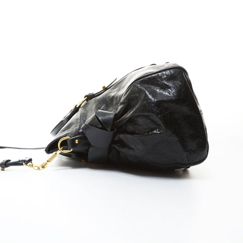 Miu Miu Vitello Shine Ribbon 2way Handbag black WS26588