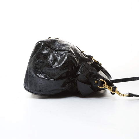 Miu Miu Vitello Shine Ribbon 2way Handbag black WS26588