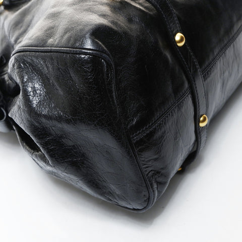 Miu Miu Vitello Shine Ribbon 2way Handbag black WS26588