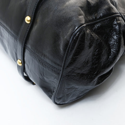 Miu Miu Vitello Shine Ribbon 2way Handbag black WS26588