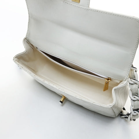 CHANEL Matelasse Single Flap Chunky Chain No. 6 2000-2002 Shoulder Bag white WS26591