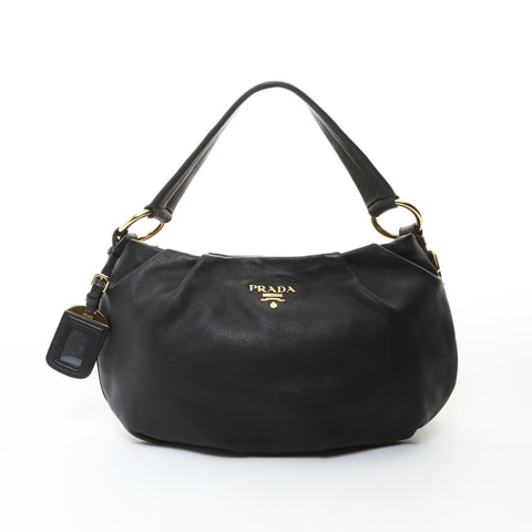 PRADA leather one belt Shoulder Bag black WS26596