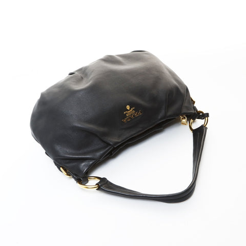 PRADA leather one belt Shoulder Bag black WS26596