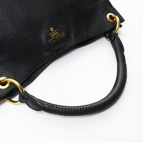 PRADA leather one belt Shoulder Bag black WS26598
