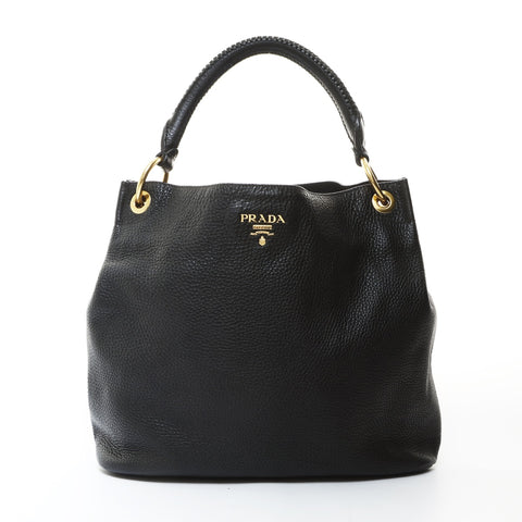 PRADA leather one belt Shoulder Bag black WS26598