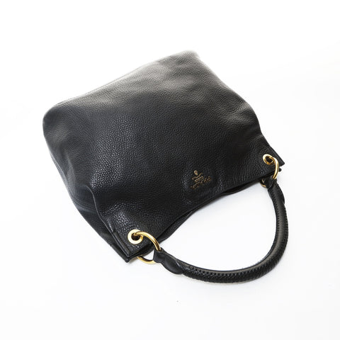 PRADA leather one belt Shoulder Bag black WS26598