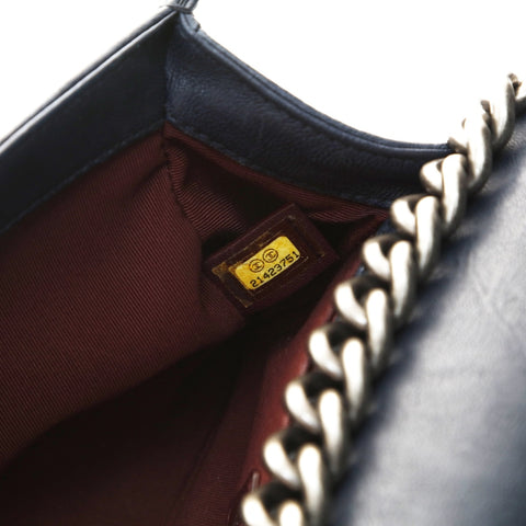 CHANEL Mini Boy Chanel 7.9" Stud Gunmetal 21 Series 2015-2016 Shoulder Bag black WS26599