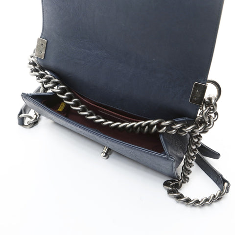 CHANEL Mini Boy Chanel 7.9" Stud Gunmetal 21 Series 2015-2016 Shoulder Bag black WS26599