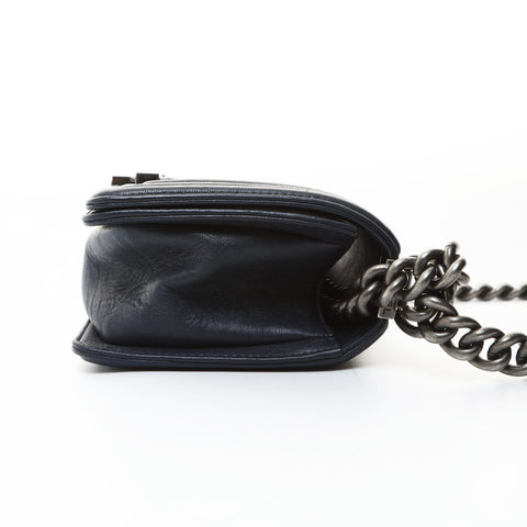 CHANEL Mini Boy Chanel 7.9" Stud Gunmetal 21 Series 2015-2016 Shoulder Bag black WS26599