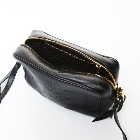 PRADA Logo-embossed camera bag Shoulder Bag black WS26601