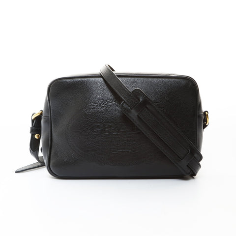 PRADA Logo-embossed camera bag Shoulder Bag black WS26601