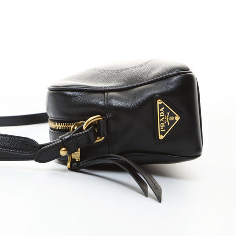 PRADA Logo-embossed camera bag Shoulder Bag black WS26601