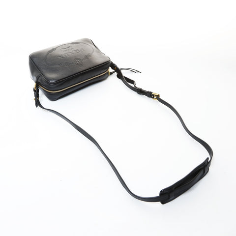 PRADA Logo-embossed camera bag Shoulder Bag black WS26601