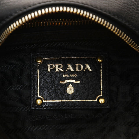 PRADA leather Shoulder Bag black WS26602