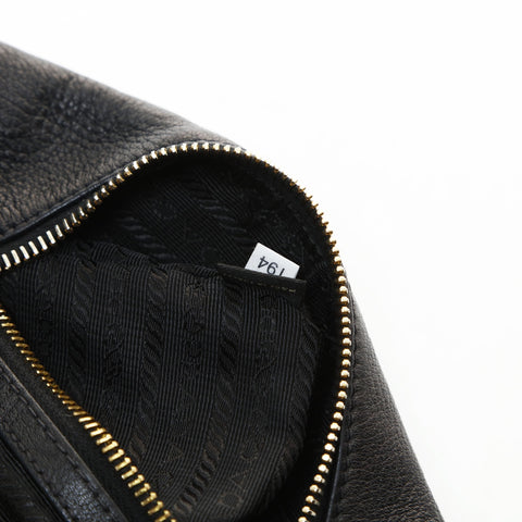 PRADA leather Shoulder Bag black WS26602