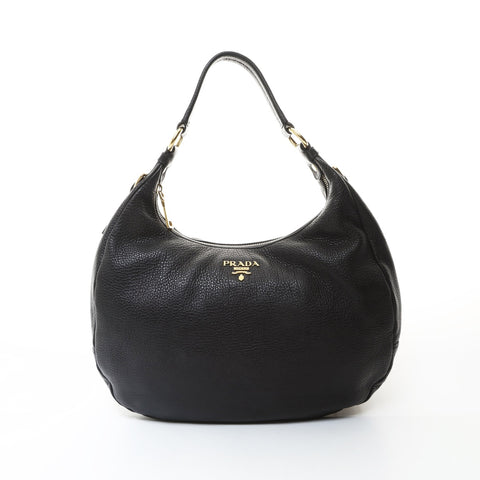 PRADA leather Shoulder Bag black WS26602