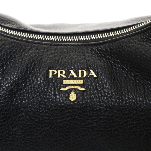 PRADA leather Shoulder Bag black WS26602