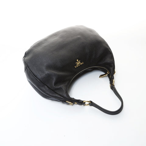 PRADA leather Shoulder Bag black WS26602