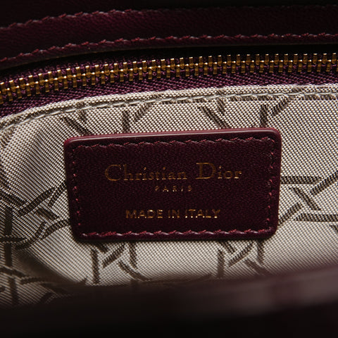 Christian Dior Lady Dior Bordeaux Metallic Gold Handbag Red WS26604