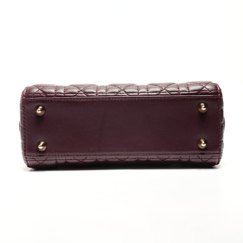 Christian Dior Lady Dior Bordeaux Metallic Gold Handbag Red WS26604