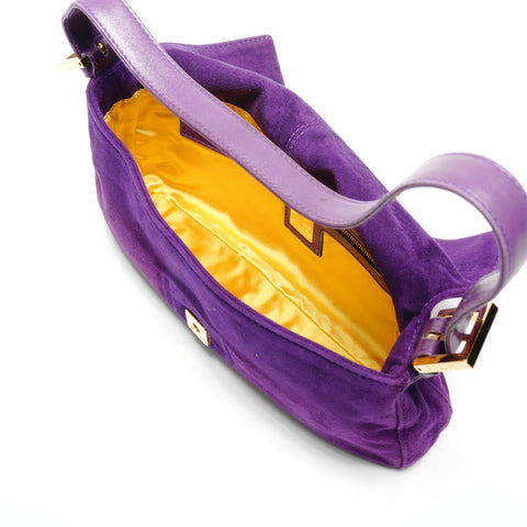 FENDI Suede manma bucket Shoulder Bag purple WS26605