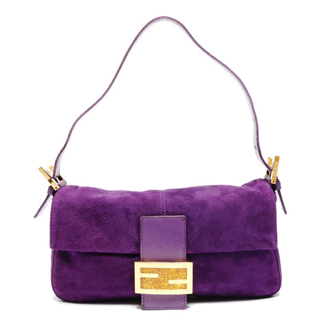 FENDI Suede manma bucket Shoulder Bag purple WS26605
