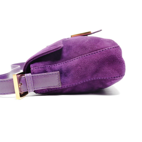 FENDI Suede manma bucket Shoulder Bag purple WS26605
