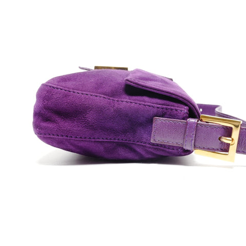 FENDI Suede manma bucket Shoulder Bag purple WS26605