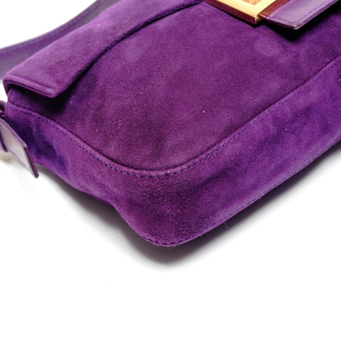 FENDI Suede manma bucket Shoulder Bag purple WS26605