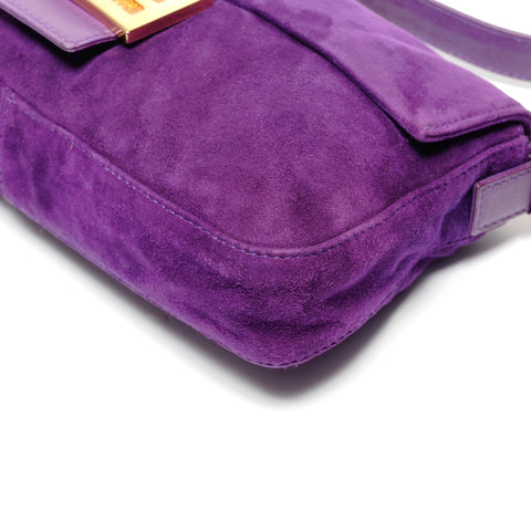 FENDI Suede manma bucket Shoulder Bag purple WS26605