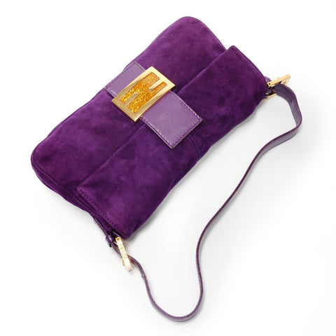 FENDI Suede manma bucket Shoulder Bag purple WS26605