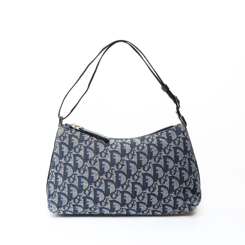 Christian Dior Trotter Canvas Shoulder Bag Navy WS26606