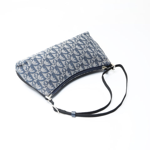 Christian Dior Trotter Canvas Shoulder Bag Navy WS26606