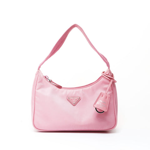 PRADA Nylon Hobo Handbag pink WS26607