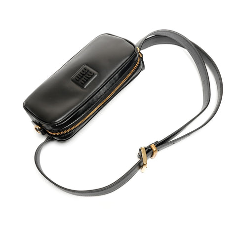 Miu Miu Logo leather waist bag in soft calfskin Waist bag black WS26611