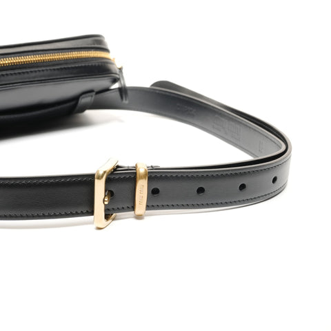 Miu Miu Logo leather waist bag in soft calfskin Waist bag black WS26611