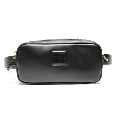 Miu Miu Logo leather waist bag in soft calfskin Waist bag black WS26611