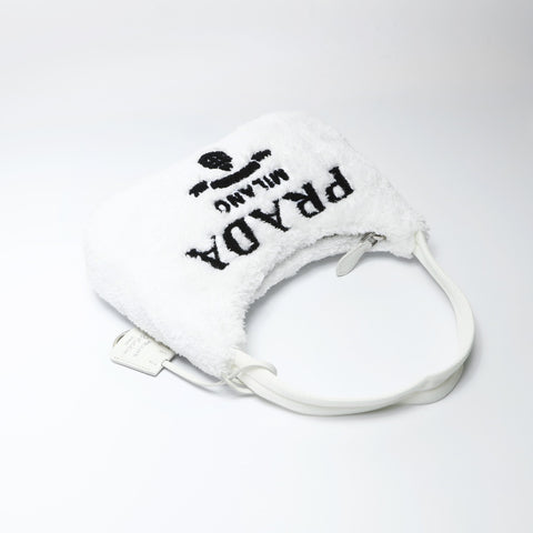 PRADA Re-Edition 2000 SPUGNA Hobo Shoulder Bag white WS26617