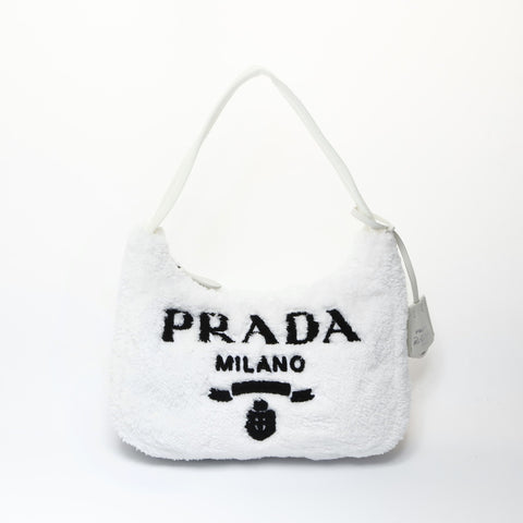PRADA Re-Edition 2000 SPUGNA Hobo Shoulder Bag white WS26617