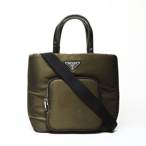 PRADA TESSUTO POCKET nylon cargo bag with triangle logo Handbag khaki WS26622