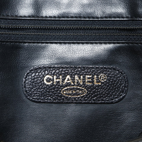 CHANEL No. 2 1993-1994 Caviar Skin COCO Mark 2WAY Boston bag black WS26633