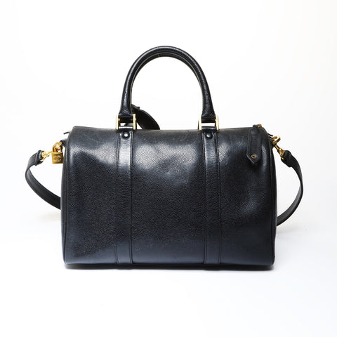 CHANEL No. 2 1993-1994 Caviar Skin COCO Mark 2WAY Boston bag black WS26633
