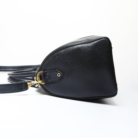 CHANEL No. 2 1993-1994 Caviar Skin COCO Mark 2WAY Boston bag black WS26633
