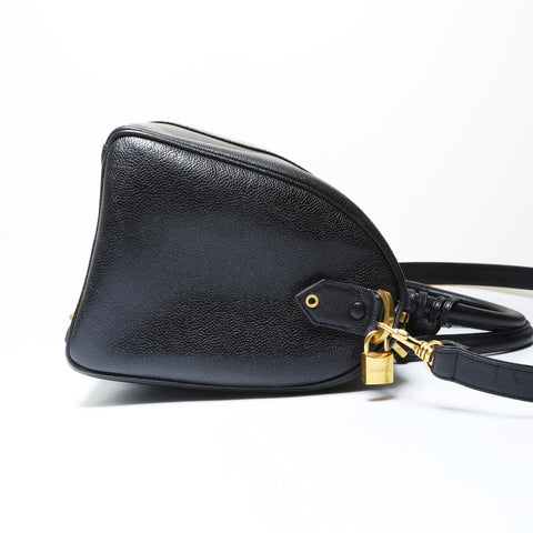 CHANEL No. 2 1993-1994 Caviar Skin COCO Mark 2WAY Boston bag black WS26633