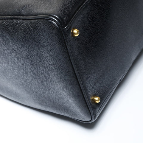 CHANEL No. 2 1993-1994 Caviar Skin COCO Mark 2WAY Boston bag black WS26633