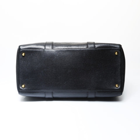 CHANEL No. 2 1993-1994 Caviar Skin COCO Mark 2WAY Boston bag black WS26633
